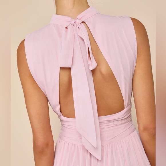 Enchantingly Sweet Blush Pink Chiffon Backless Maxi Dress - Picture 5 of 11